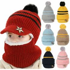 Toddler kids boys girls ear flaps hood balaclava with visor winter warm snow cap