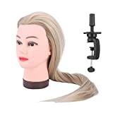 Hairdressing Training Practice Hair Cutting Wig Head with Hair Gold Yellow Hair Styling Practice Mannequin Head Beautiful Hair Stylist Hairdresser