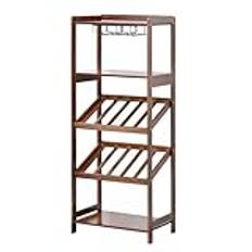 zxhrybh Modern Bamboo Bar Cabinet, Freestanding Floor Liquor Cabinet, 5-Tier Wine Cabinet, for Kitchen and Wine Cellar (Size : B)