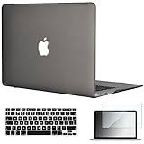 TOPIDEAL compatible with 3in1 Case For EU/UK Keyboard Layout Macbook Air 13-inch Matte Hard Shell Case Cover Skin For Macbook Air 13.3" + Keyboard Cover + Screen Protector -Gray