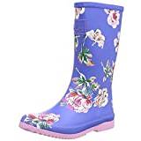 Joules Baby Girls Roll Up Welly Boot, Blue Floral, 9 UK Child