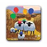The Whimsical World of Thomas Joseph Cork Backed Coasters, Happy Birthday to Ewe