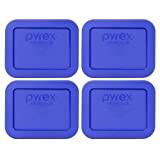 Pyrex 7213-PC 1.9 Cup Cobalt Blue Rectangle Plastic Food Storage Lid - 4 Pack