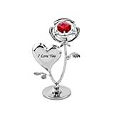 BARGAINS-GALORE CRYSTAL ORNAMENT GIFT SET CRYSTOCRAFT MADE WITH SWAROVSKI ELEMENTS STRASS ROSE FLOWER (I LOVE YOU ROSE)