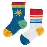 Frugi Rudy Rib Socks 2 Pack Soft White Rainbow - 0-6mths
