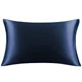 PiccoCasa PiccoCasa Silk Pillowcase 51x91cm King Size, Both Side 400 Thread Count 19 Momme Navy Silk Pillow Cases for Hair and Skin, 1pc, Non-Zipper/Envelope Closure