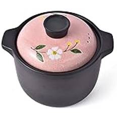 Clay Casserole Pot Terracotta Stew Pot Ceramic Casserole Clay Pot - Green and healthy, wear resistant, non-stick pan 1.6 liter capacity