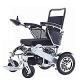 Lightweight Folding Electric Wheelchair, Deluxe Fold Foldable Power Compact Mobility Aid Wheel Chair, Dual Battery, Longest Driving Range Power Wheelchair