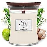 WoodWick Scented Candle, Linen Medium Hourglass Candle, with Crackling Wick, Burn Time: Up to 60 Hours, Scented Candles Gifts for Women