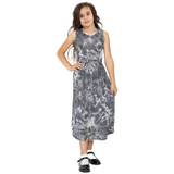 (9-10 Years, Tie Dye Grey) Girls Maxi Dress Tie Dye Grey Printed Party Dress