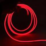 XUNATA 5m Red LED Neon Light Strip with Switch, 5V USB Powered, Coloured PVC Tube Lights, IP65 Waterproof, Flexible, Cut to Size for DIY Home Commercial Decoration