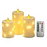 burko 3PCS Flickering Flameless Candle Lights with Twisted String Lights Kit with Controller Dynamic Heads Lighting Effect/ Constant Bright String Light 5 Levels Dimmable Brightness Adjustable 2H&4H&6H&8H