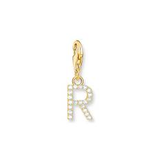 Thomas Sabo Ladies' 18ct Gold Plated Sterling Silver Cubic Zirconia Charm Pendant Letter R