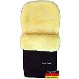 Lanabest German lambskin footmuff for prams. Real Merino lambskin, low in harmful substances, medically tanned. High-quality lambskin footmuff made in Germany.