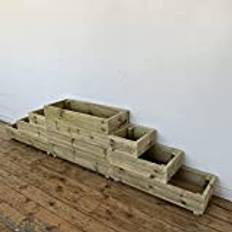Cutncraft Designs Extra Large Three Tired Solid Wooden Patio Planter Herb Trough 264cm Long