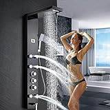 Stainless Steel Shower Panel Tower System, Rainfall Waterfall Shower Head 5-Function Faucet Rain Massage System with Body Jets-ORB A,Brushed Nickel F
