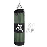 Boxing Heavy Bag, Empty Boxing Bag Adult with Metal Chain Hook Carabiner Punching Bag with Zipper Boxing Punching Bag Durable Punching Bags for Adults(1.2M-Green)