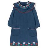 Stella McCartney Kids - Blue Folk Flower Embroidered Denim Dress - Kids - Sustainable Cotton/Polyester