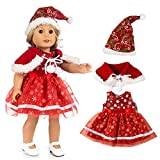 Fulltime(TM) Doll Christmas Clothes for 18 Inch Doll Casual Outfits Clothes Set Dress Tutu Skirt Coat Costume Accessory, Girls Pretend Play Toy Gifts (red2)