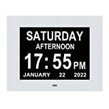 Gaclöz Dementia Clocks, 7 Inches Calendar Clock Day Date Clock, Memory Loss Day Clock Extra Large Non-Abbreviated Day Wall Desk Month Digital Alarm Clock
