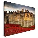 Tower of London Poppy Display | 12x16 Canvas Wall Art Print - Long Lasting Wooden Frames