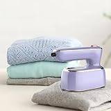 Garment Iron ，Wet and dry Professional Micro Water Mist Iron, Portable Iron Handheld Travel Iron Mini 180° Rotatable Portable Handheld Water Mist Iron Suitable for Home Business Travel Sewing (Purple)