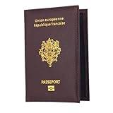 Budstfee Travel Wallet, Passport Covers PU Leather Passport Holder Cover Case RFID Blocking Travel Wallet Brown France Type, Leather Passport Holder