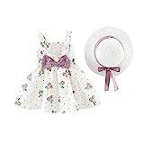 Baby Girl's Cotton Dresses Toddler Kids Girls Sleeveless Summer Floral Print Strap Princess Dress Casual Clothes Outfits Princess Party Dress (Purple, 6/70)