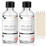 Makartt Nail Glue Remover for Press on Nails, 2 * 50ml Professional Nail Tips Artificial Nail Acrylic Fake Nail Adhesive False Nail Remover without Acetone