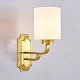 Living Room Wall Lamp, Single Head Brass Wall Lights with White Glass Shade Wall Sconce, Industrial Copper Wall Lighting Fixtures, E27 Socket, Cylindrical Background Light , hanging modern chandelier