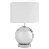 Naomic White Fabric Shade Table Lamp With Chrome Metal Base