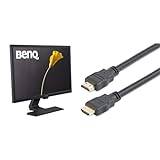 BenQ GL2480 24 Inch 1080p 1 ms 75 Hz LED Eye-Care Gaming Monitor, Anti-Glare, HDMI, Black & StarTech.com 2m (6ft) HDMI Cable - 4K High Speed HDMI Cable with Ethernet - UHD 4K 30Hz Video