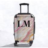 Personalised Suitcase Pink Onyx Marble Initials Luggage - 3 Piece Set: Cabin + Medium + Large