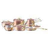 Mauviel M'150 B 1.5mm Polished Copper & Stainless Steel 16-Piece Cookware Set with Brass Handles, Made in France