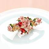 Enamel Hair Claw Flower Rhinestone Hair Clip Accessories Banquet Hair Pins For Women Charm Hairpin Jewelry (Color : Red)