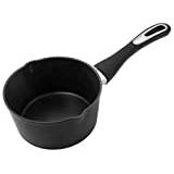 Royal Cuisine Forged Aluminium Non-Stick Deep Milk Pan Water Boiling Saucepan|Perfect for Cooking Sticky Sauces, Warming Milk |Kitchen-Cooking Pots & Pans|Matt Black (18 cm)