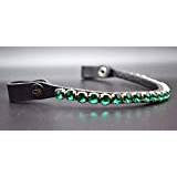 Aces Equine Beautiful Curve Shape Bling Green 12mm Crystal Browband for Bridles with Softy Leather Padding (Green, Pony 14")