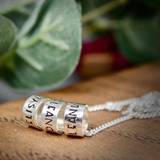 Hand Stamped Personalised Silver Ring Necklace - 5 rings
