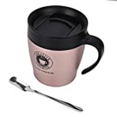 Thermos Mugs, Thermos Mug with Handle, Stainless Steel Rose Gold Insulated Coffee Mug Water Cup with Spoon and Lid Thermos Cups Insulated Mug with Handle for Office Travel