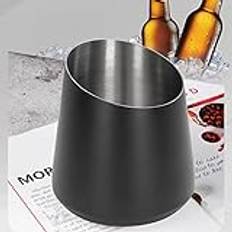 DSHIOP Ice Bucket Container, Ice Barrel, Bottle Cooler, Champagne Bucket Stainless Steel Longer Cold Storage Time Makes Cleaning Easy Bucket Ice Bucket(Color:Black)