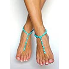DAOMEI Summer Beach Green Opal Stone Elastic Beaded Toe Ring Anklets Fashion Bohemia Foot Jewelry For Women Charm Ankle Anklets