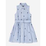 Girls Sleeveless Shirt Dress in Blue - Blue / US 4 - UK 4 Yrs