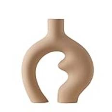 Nordic Maillard Color Ceramic Vases, Modern Simple Art Vases, Creative Warm Ceramic Vases, for Home,Hotel,Coffee House(Sandy)