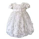 Baby Girls Christening Party Dress: Soft organza fabric with sequins and cut flower shapes ages 0-3 months to 24 months. Ideal for parties, bridesmaid and flower girls dresses