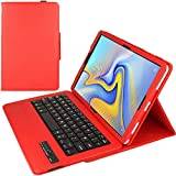 TECHGEAR Strike Folio Case fits Samsung Galaxy Tab A 10.5 Inch (SM-T590 Series) PU Leather Case with Built in Detachable Bluetooth Wireless UK QWERTY Keyboard and Stand (Red)