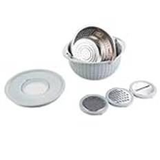 Lothiaonty Food Strainers and Colanders Pasta Strainer Rice Strainer Fruit Cleaner Wash Salad Spinner Strainers for Kitchen Easy Install Blue