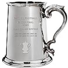 I LUV LTD 1 Pint Tankard for Blackburn Rovers Football Club English FA Cup Total Wins Collectors Pewter Beer Mug