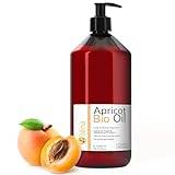 Oïléna Organic Apricot Kernel Oil 100% Pure, Natural, Vegan, No GMO - Aromatherapy Massage Oil Hair Skin Body Certified BIO Moisturizer for face, body and hair 1000 ml 35.19 fl oz