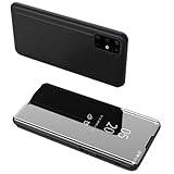 Samsung Galaxy Case, Mirror Design Clear View Flip Bookstyle Luxury Protecter Shell With Kickstand Case Cover for Samsung Galaxy S20 (6.2") (Black)