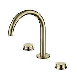 Basin Faucet Black/Chrome Brass 3 Holes Double Handles Luxury Bathbasin Bathtub Taps, Hot & Cold Basin Faucets, Bathroom Sink Faucet Taps (Brushed Gold) Fashionable